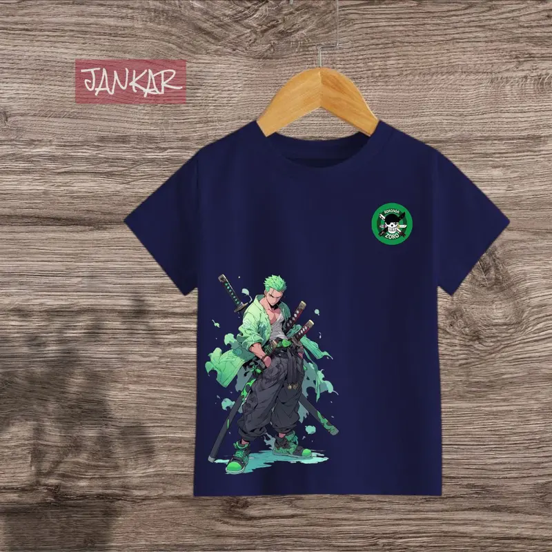 (BISA COD) KAOS ANAK KAOS DISTRO ANAK LENGAN PENDEK UNISEX LAKI PEREMPUAN MOTIF ZORO USIA 2-12TAHUN 3