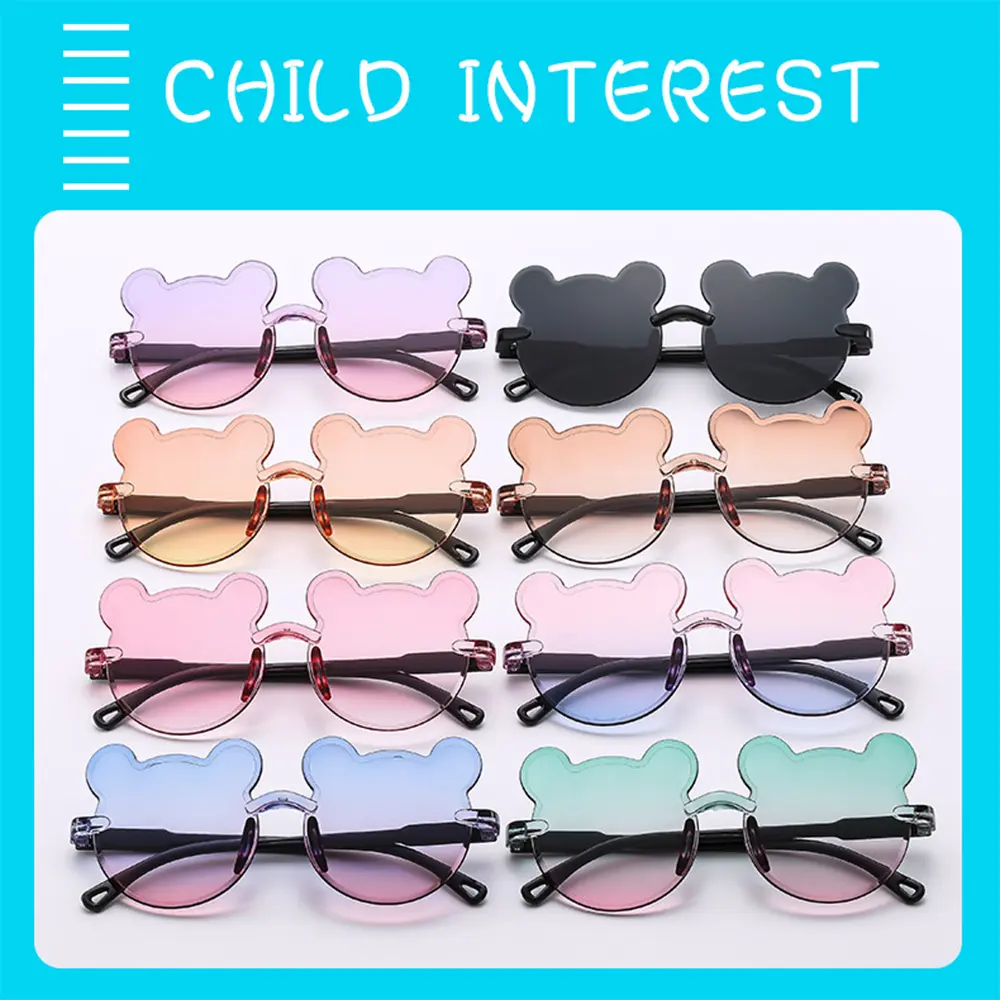 Fashionable Bear Ear Shape Glasses Cute Baby Children's Sunglasses Anti-UV Explosive Cartoon Sunglasses