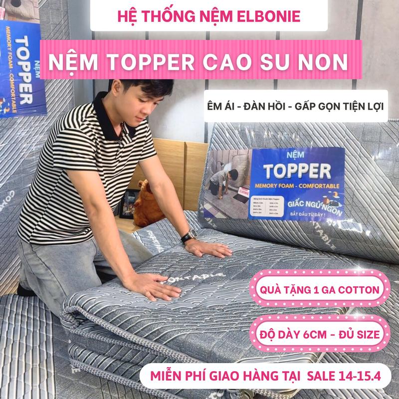 Nệm Topper Cao Su Non Cao Cấp Độ Dày 6cm đàn hồi cao, êm ái thoáng khí không xẹp lún, nệm văn phòng, nệm ký túc xá cao su nhân tạo 1 nệm tặng 1 ga cotton