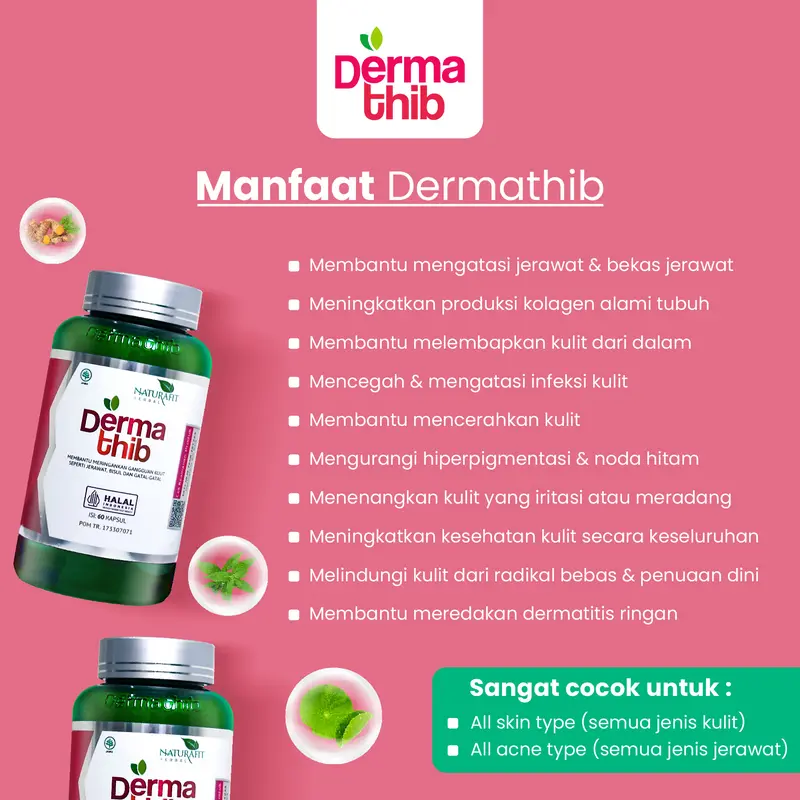 Dermathib Perawatan Jerawat dan Bekas Jerawat Wajah, Jerawat Meradang, Jerawat Punggung, Jerawat Bopeng Gatal Berjerawat BPOM Isi 60 3