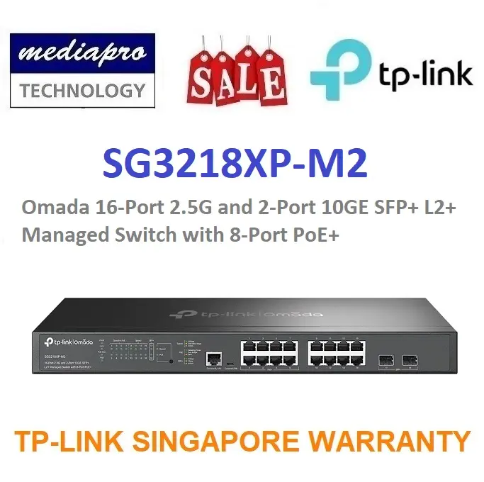 TP-LINK SG3218XP-M2 Omada 16-Port 2.5G and 2-Port 10GE SFP+ L2+ Managed Switch with 8-Port PoE+ - TL-SG3218XP-M2 - 5 Year Local TP-Link Warranty