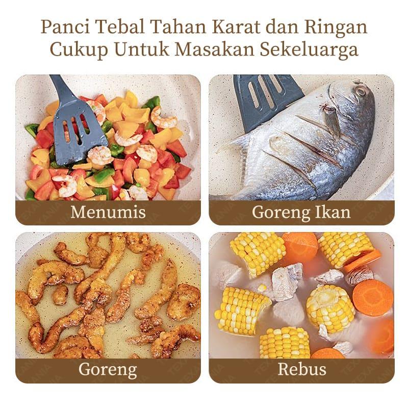 [5.5 SALE] TEXANIA Saucepan Panci 20cm Wajan Anti Lengket Warna Cream Kitchenware 6
