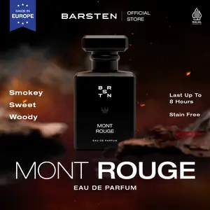 Barsten Mont Rouge - Eau De Parfum 40Ml, Wangi Pria Maskulin Tahan Lama (Smokey, Woody, Sweet)