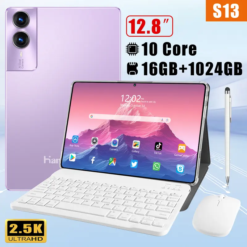COD 100% Tablet Asli 2025 S13 Tablet 12,8 inci 16GB + 1024GB Fashion Tablet Tablet Murah Dual SIM 5G WiFi HD Layar Film Menonton Game Hiburan Studi Kantor Artefak Penting 0