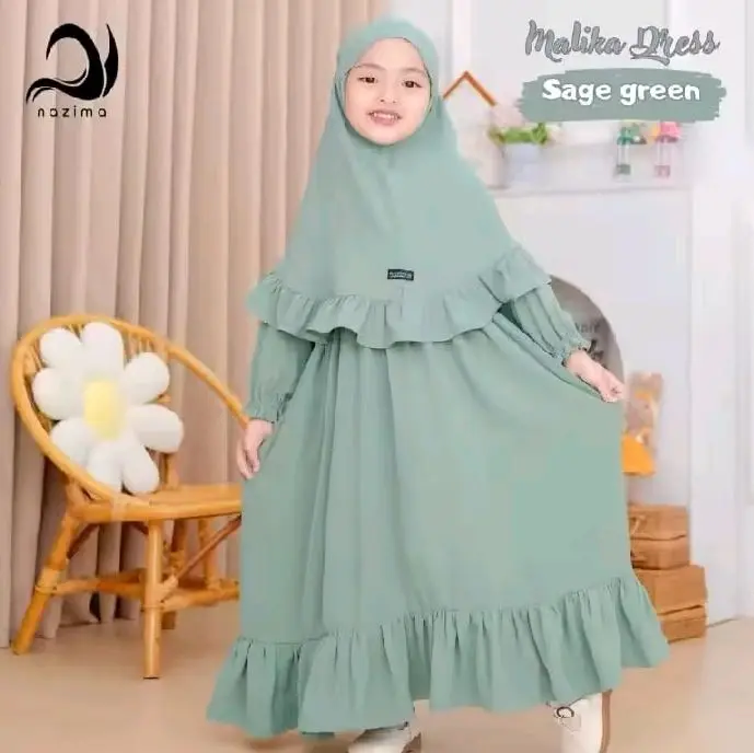 SAYANG ANAK GAMIS SYAR'I ANAK POLOS SET DENGAN HIJAB / GAMIS DELISHA ANAK SET HIJAB SYAR'I BAHAN CRINKLE AIR FLOW 3