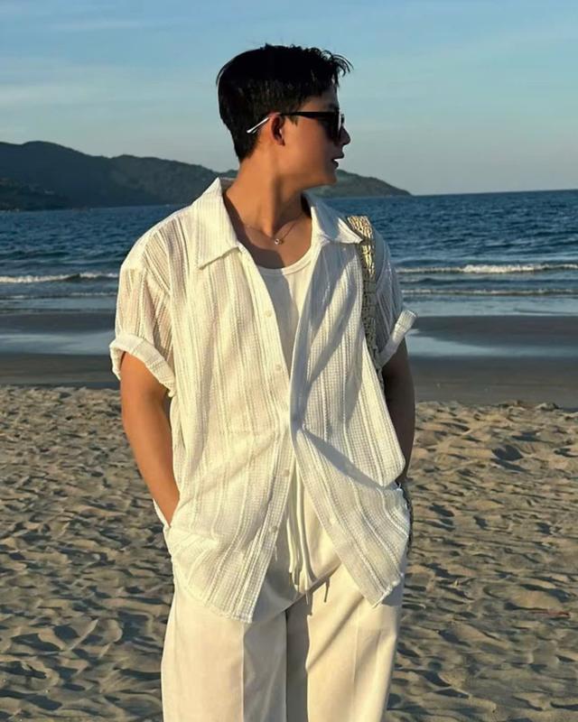 Áo sơ mi dệt lưới họa tiết dệt lưới lưới cổ bẻ form rộng-MESH SHIRT