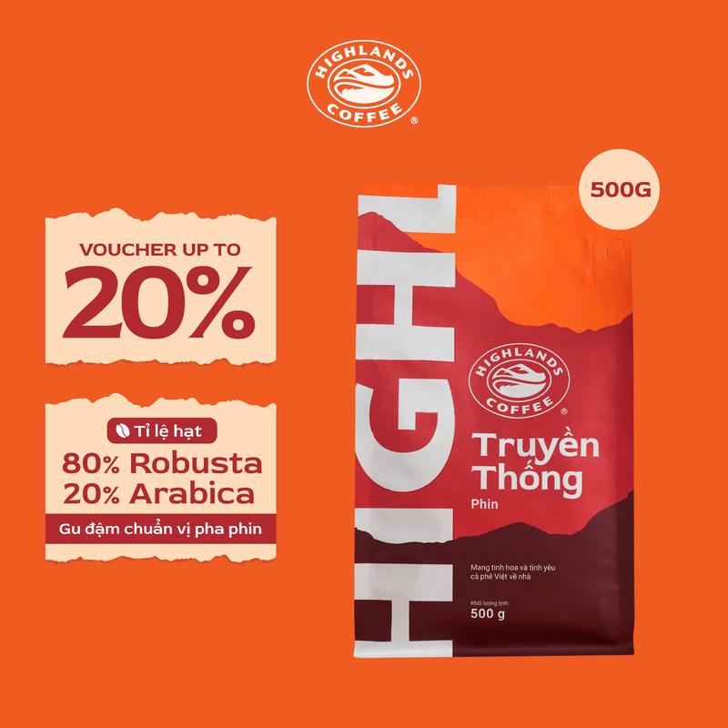  Cà Phê Rang Xay Truyền Thống Highlands Coffee gói 500g 