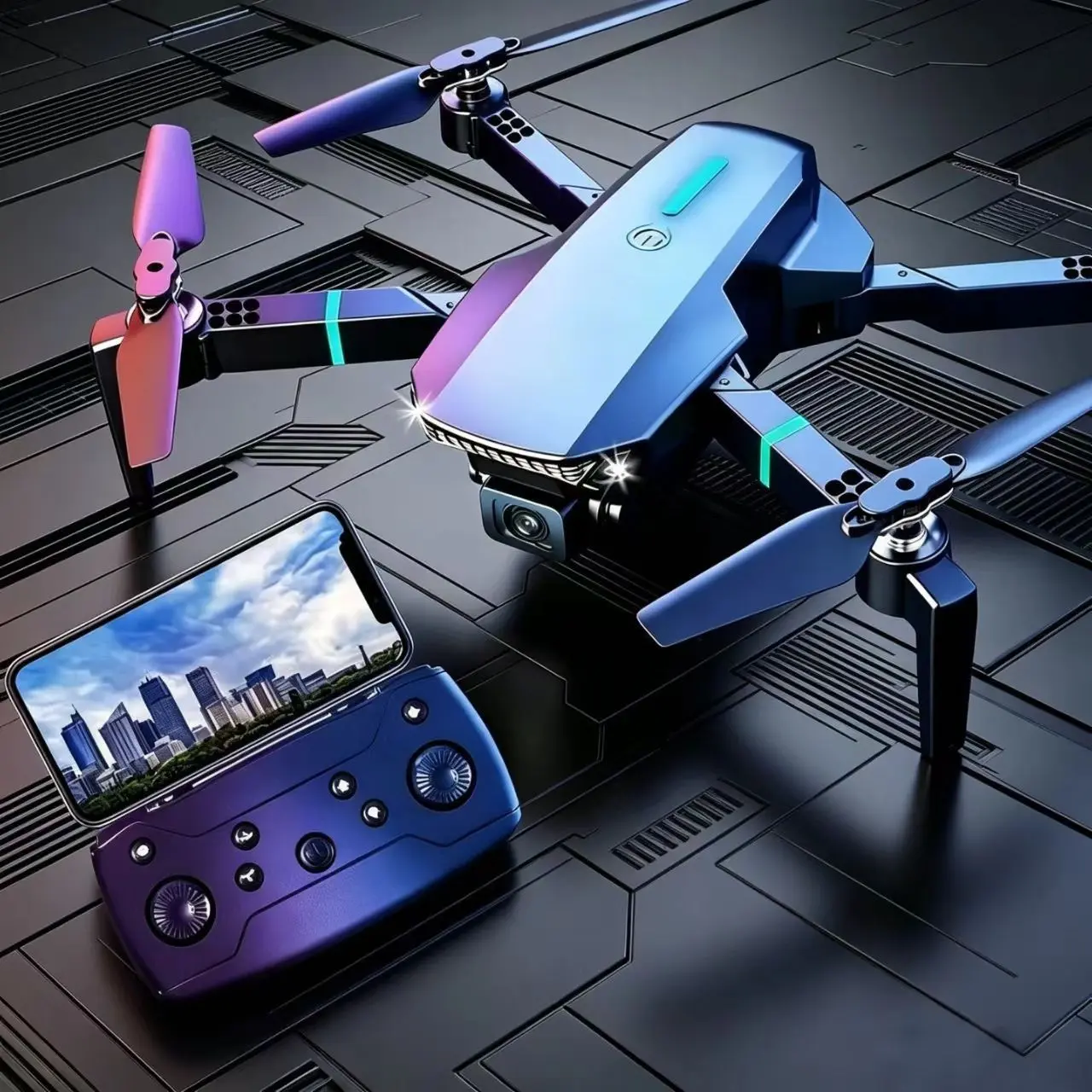 E88/E99 Menembak Drone Mainan Pesawat Remote Control Lipat Antijatuh Transmisi Gambar Waktu Nyata