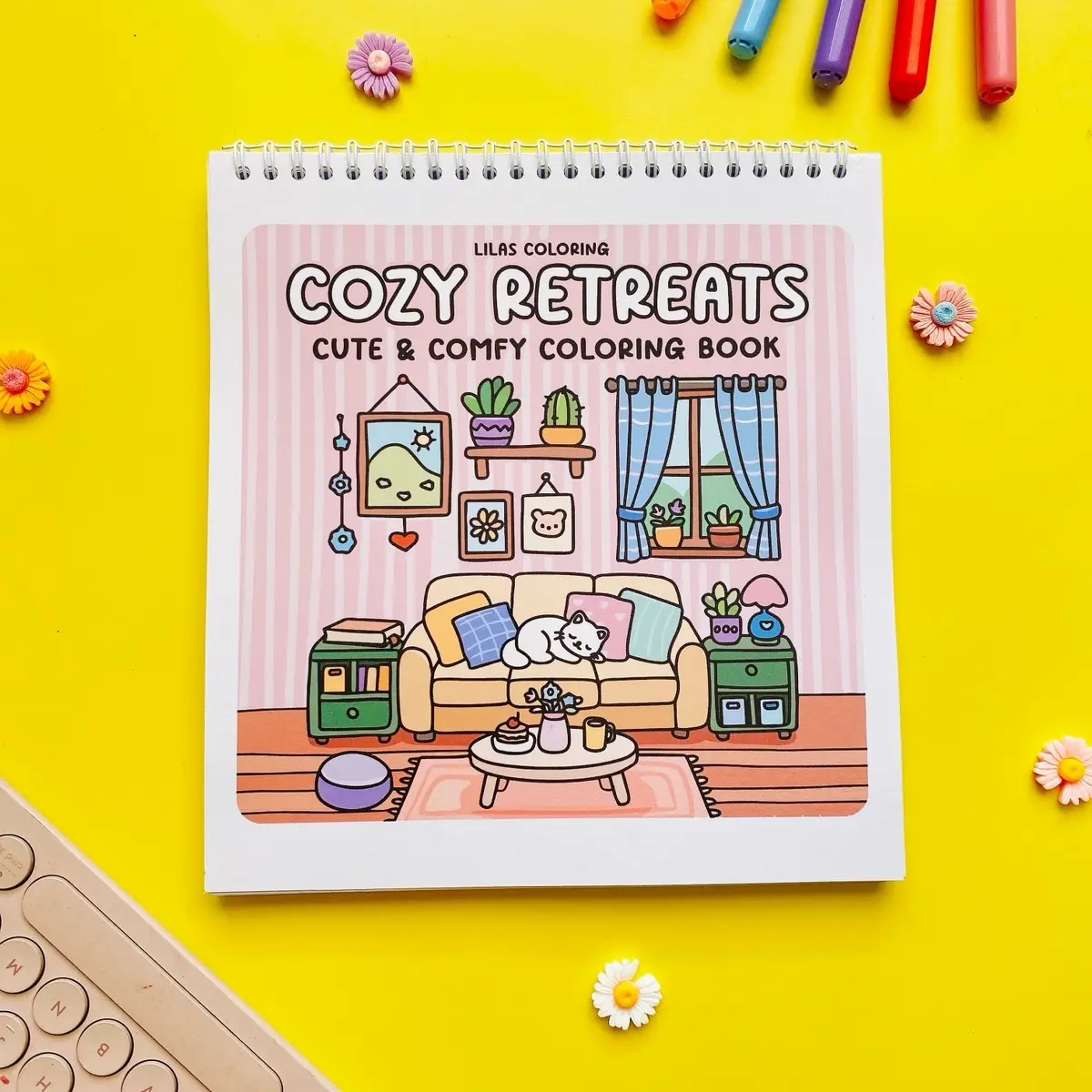 Cozy Retreats Coloring Book For Kids And Adult Healing therapy Stress Relief - Buku Mewarnai
