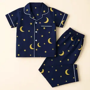 PIAMA ANAK MOTIF BULAN BINTANG / BAJU TIDUR ANAK COWOK CEWEK / BAJU COUPLE ANAK