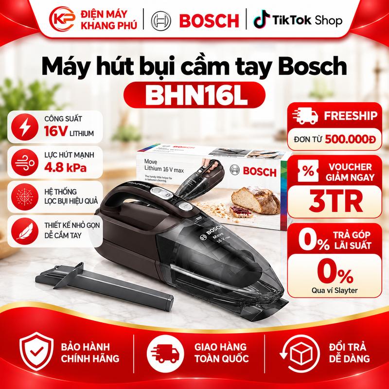 Máy Hút Bụi Cầm Tay Không Dây Bosch mã BHN16L/ BHN20L Màu Than chì/ Xanh Vệ sinh đa năng Nhẹ tay Nhỏ gọn Tiện dụng