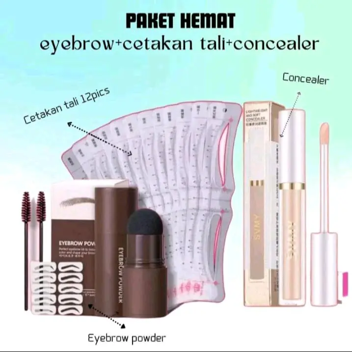 Paket Ngalis Set 3in1 Eyebrow Stam Powder + Cetakan Alis 12 0
