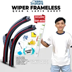 [EXCLUSIVE RENDI ANDIKA] Wiper Quad 4 Lapis Karet Free Sticker Cutting Wahyu Abadi 5 Bonus Item Universal Untuk Semua Jenis Mobil