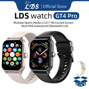 LDS Smartwatch GT4 Pro 2.01 inci HD AMOLED Display GPS NFC  IP68 Waterproof100% , Pengawasan Detak Jantung, Pelacak Fitness Olahraga Pria Dan Wanita, Pengaasan Tekanan Darah,Bluetooth Jam， Layar ，Screen ，Plastik ，Berwarna Merah muda