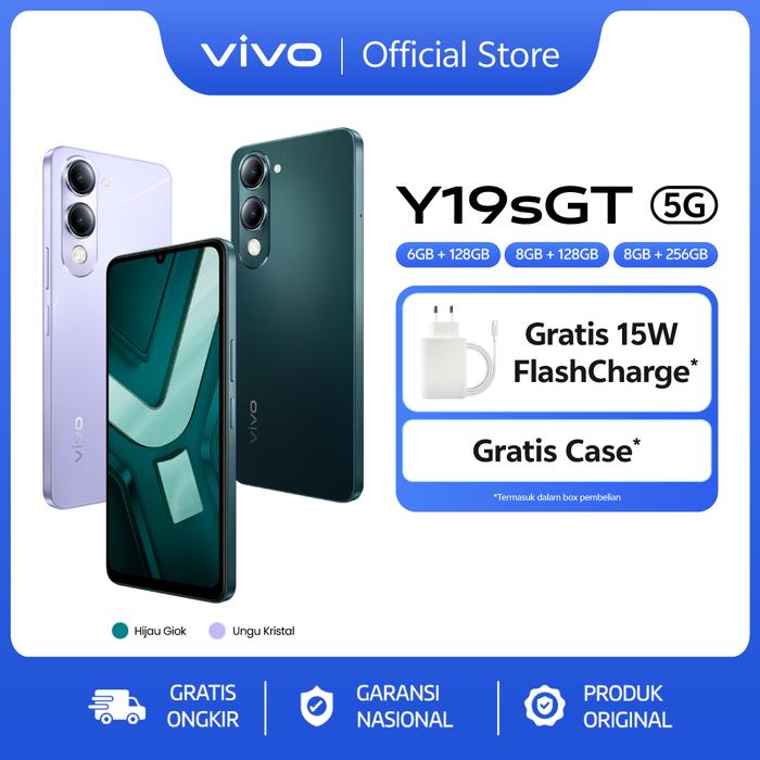 Gambar [Online Exclusive] vivo Y19sGT 5G - Dimensity 6300 5G, 5500mAh Tahan Lama, NFC Multifunctions, Tahan Banting & Hujan, 50MP Kamera Utama, AI Erase dari vivo Indonesia Kab. Tangerang Tokopedia