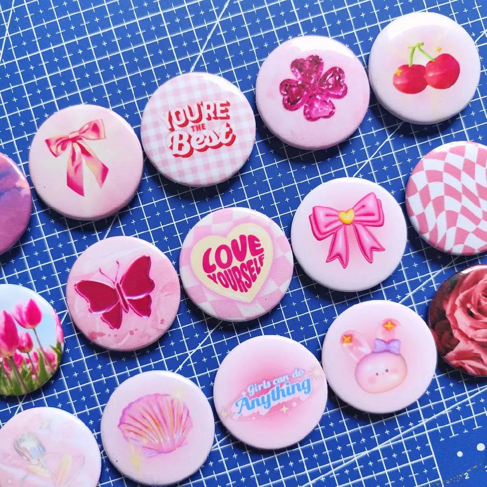 Pin Button Pink Aesthetic 44 mm Glossy Aksesoris Tas Lucu