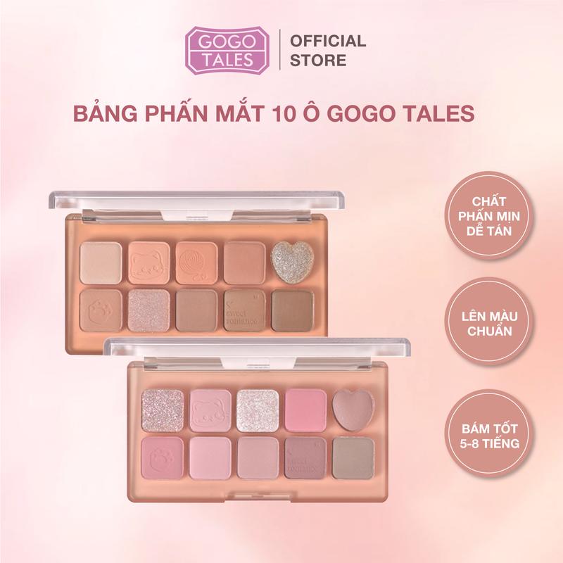  Bảng phấn mắt Gogo Tales 10 Ô chuyên nghiệp dễ dùng cho người mới bắt đầu GT643 