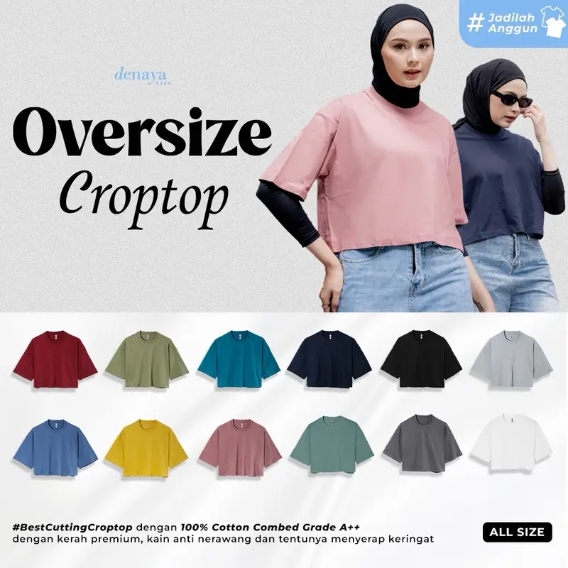 KAOS CROP TOP OVERSIZED LENGAN PENDEK DENAYA WEAR 0
