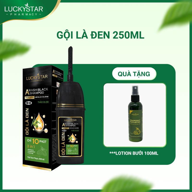   MUA 1 TẶNG 1   Gội Phủ Bạc Gội Là Đen Nâu Lucky Star - Tặng Lotion Tinh Dầu Bưởi NEW 100ml Nhuộm Tóc Đổi Màu Tóc Nữ Dưỡng Tóc 