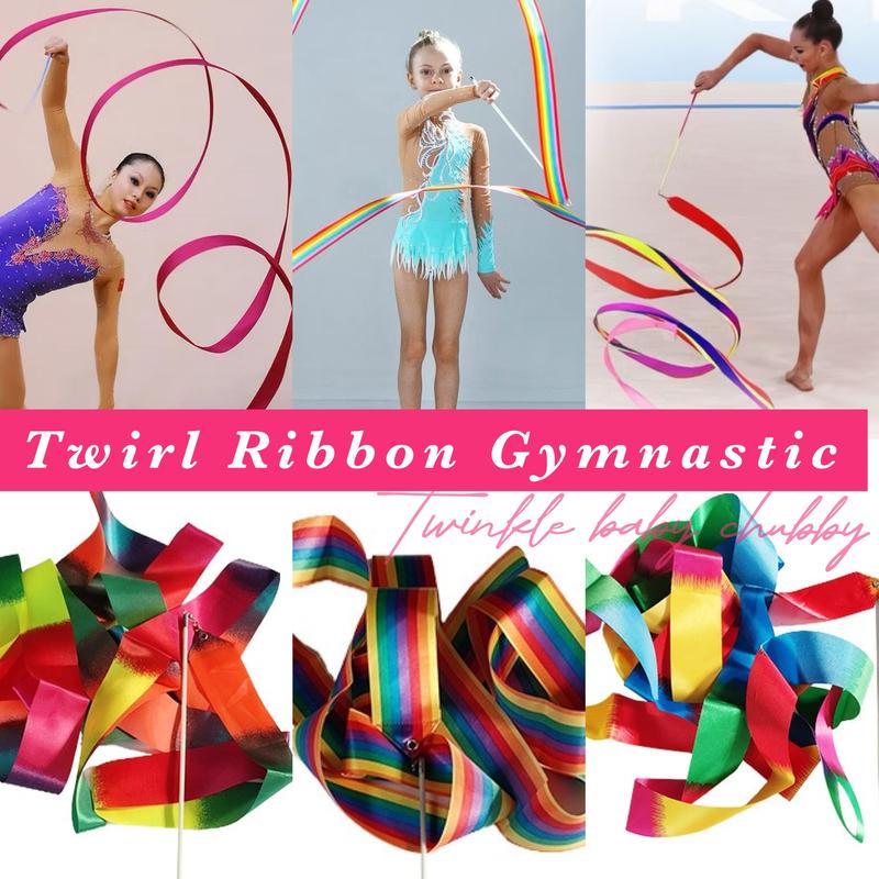 Tongkat Pita Panjang Balet Ballet Senam Ritmik Twirling Satin Twirl ...
