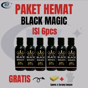 Black Magic Paket Hemat Isi 6 Pcs Penghitam ,Body Kasar Motor 60ml Gratis Spons & Sarung Tangan.