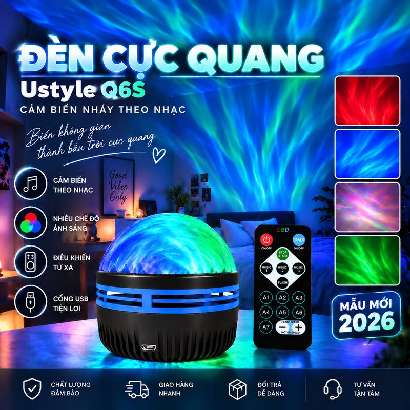 Đèn GALAXY Cực Quang UStyle Q6S Chiếu Bầu Trời Cực Quang Trang Trí, Decor Phòng Ngủ, Điều Khiển Từ Xa