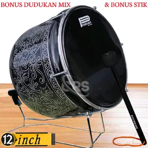 Bas Hadroh Hitam Silver Ukuran 12 inch Mika Hitam Ori