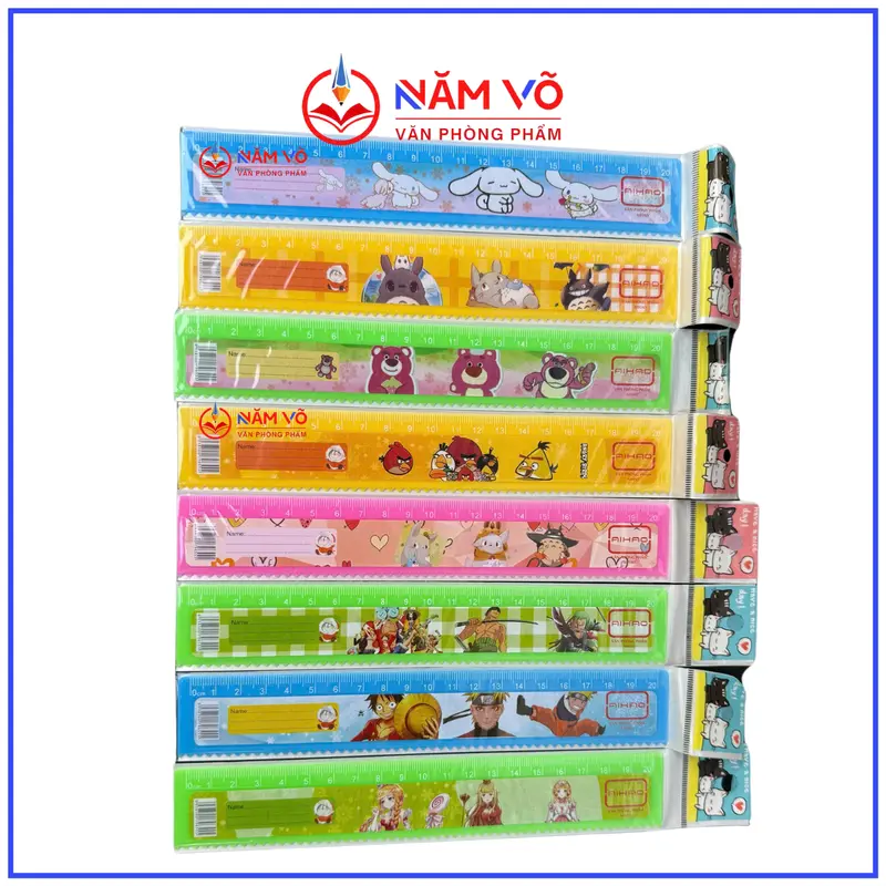 SỈ _ [20CM] LON 100 Cây Thước Nhựa / Thước Kẻ Nhựa / Thước Kẻ Học Sinh Nhiều Hình Dễ Thương Aihao Dài 20CM (Màu Ngẫu Nhiên) 1