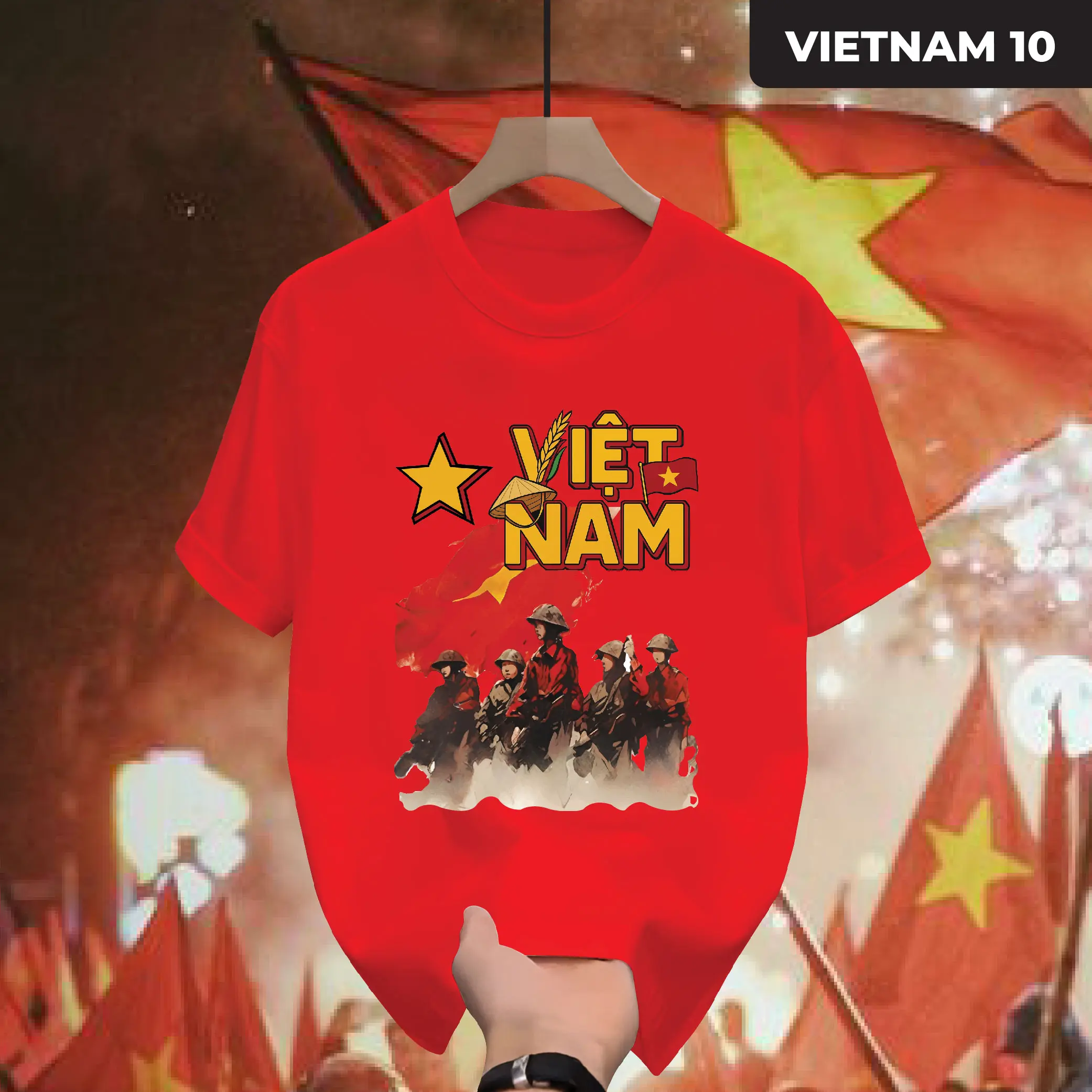 Áo thun Cổ tròn Việt Nam 10, Áo phông Việt Nam 10 đang Trend form Unisex nam nữ, chất liệu cao cấp, phong cách trẻ trung, cực chất, năng động Cotton GMV MANTINO BASIC