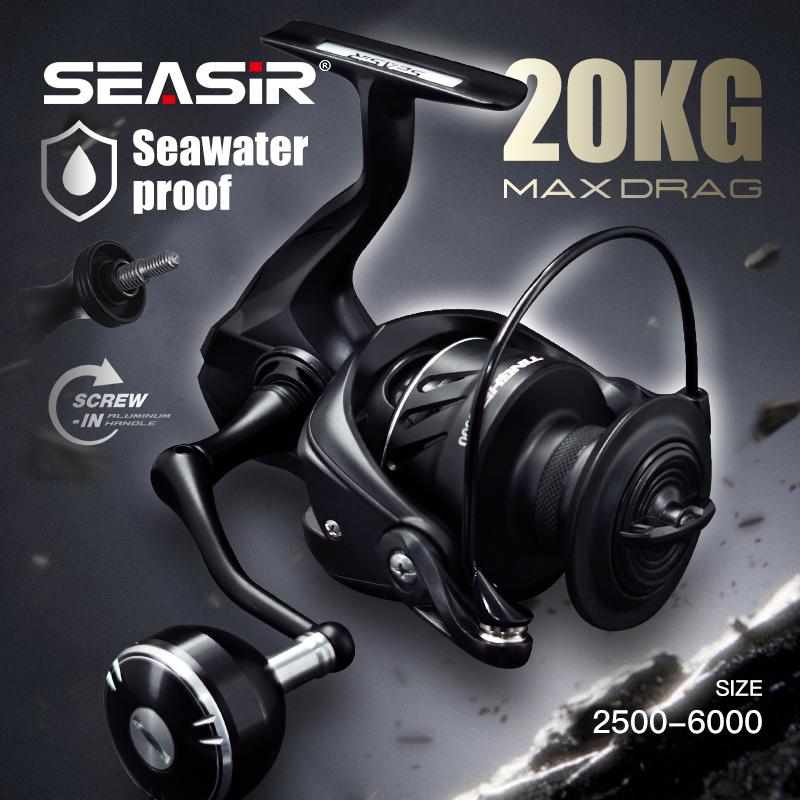 Cuộn quay SEASIR TINGHE 5 + 1BB Kéo 20KG 44LB Tỷ lệ tốc độ 5.2: 1 Có sẵn trong các kích cỡ 2500-6000 Chống nước biển Tay cầm công suất bằng nhôm Chất lượng cao Cuộn câu nhẹ