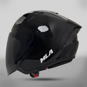 Helm Half Face MLA ZENIT - Hitam Glosy Visor Hitam Smoke SNI Pria Wanita Dewasa Motorcycle