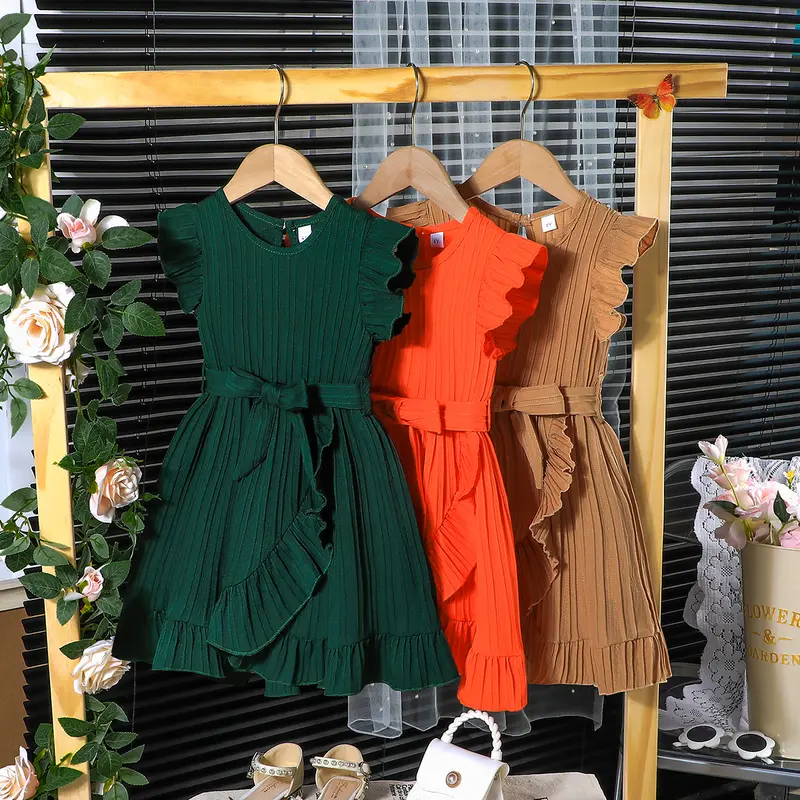 Váy Công Chúa, Không Tay, Nút Sau, Xếp Nhún, Dành Cho Bé 4-7 Tuổi, Thích Hợp Cho Bé Gái, Ootd 2