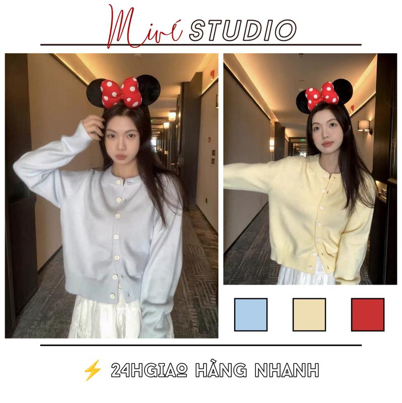 Áo Khoác Cardigan Len Nữ Tay Dài Cổ Tròn Cài Cúc Màu Vàng Bơ Dáng Rộng Thoải Mái Che Khuyết Điểm Len Mềm Mịn Phong Cách Hàn Quốc Ngọt Ngào Mặc Ngoài Đi Chơi Đi Cà Phê