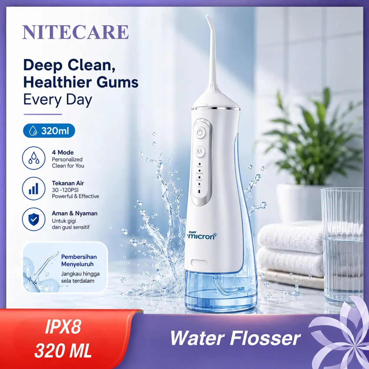 Semprotan Air Pembersih Jet Tank Dental Water Flosser Oral Irrigator Portable