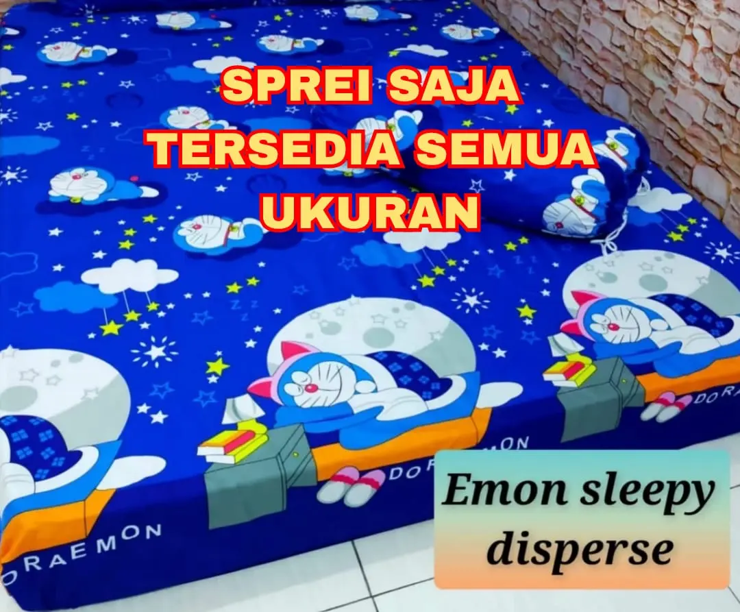 SPREI DORAEMON SEPRAI LEMBUT DISPERSE BISA COSTUM UKURAN