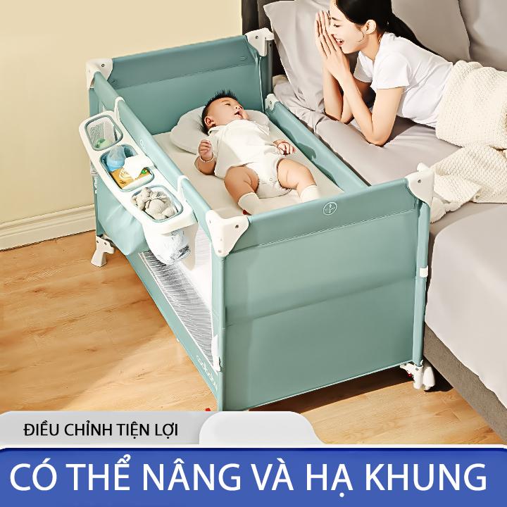 Nôi Cũi Vải Cho Bé Gấp Gọn Siêu Tiện Lợi Kèm Đệm TOPKIDS Đồ Chơi Giỏ Đựng Cho Bé giường cũi Giường ghép sơ sinh