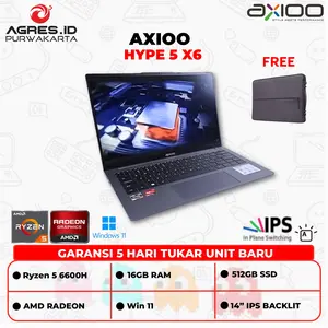 [ PROMO ] Axioo Hype 5 Amd X6 Ryzen 5 6600H Ram 16GB Ssd 512GB Win 11 14" Fhd Ips Backlit laptop baru
