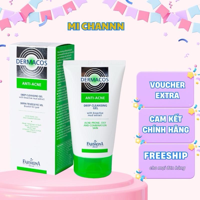 Sữa Rửa Mặt Sạch Sâu, Cho Da Mụn Chứa Bùn Hoạt Tính Farmona Dermacos Anti-Acne Deep Cleansing Gel 150ml ( XÁCH )