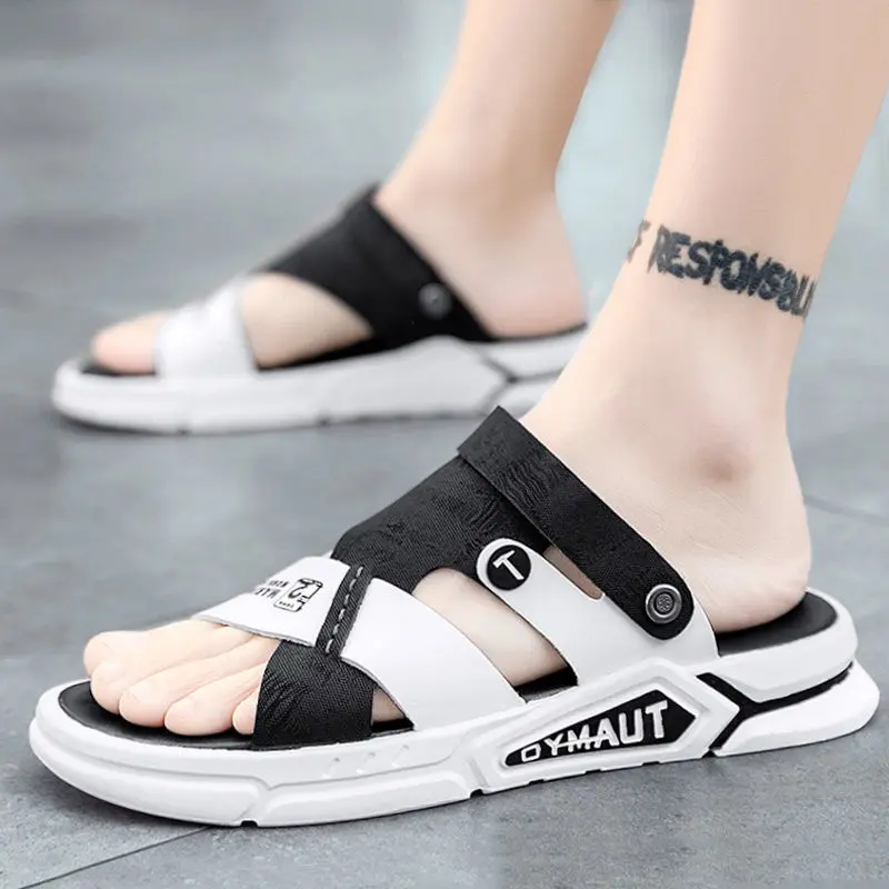 GRIT Men Sandals Summer Breathable Outdoor Hiking Beach Flat Male Shoes Comfortable Non Slip Rubber Sole Slippers Open Toe Black Pria Jepit 5