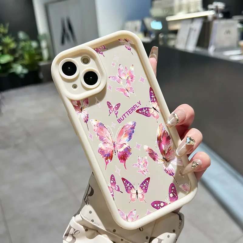 Casing Hp Untuk OPPO A7 OPPO A5s OPPO A12 OPPO A12S A11k Case Casing Kesing sarung HP kupu-kupu merah muda Softcase baru trendi pelindung silikon 3