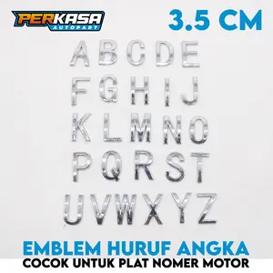 Angka & Huruf Chrome 3,5cm Cembung Harga Satuan