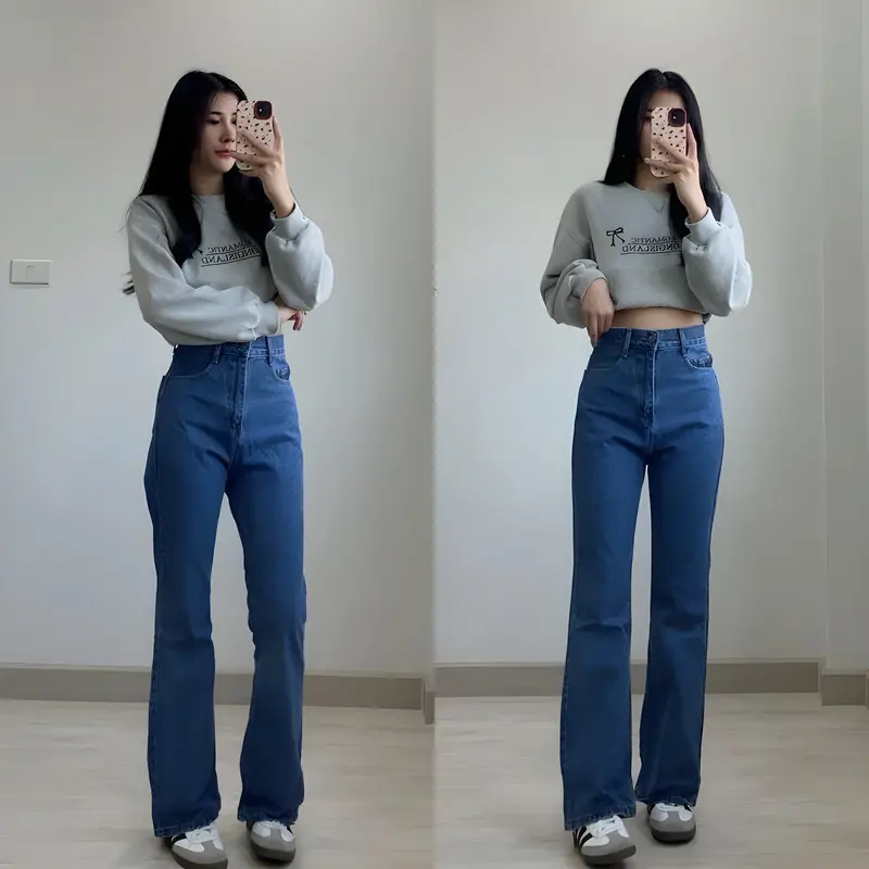 High Waist Jeans Streach Wanita Cutbray || Korean Style Straight Loose Cutbray Wanita Premium || Cutbray Jeans Wanita Bahan Melar Panjang Tebal 3