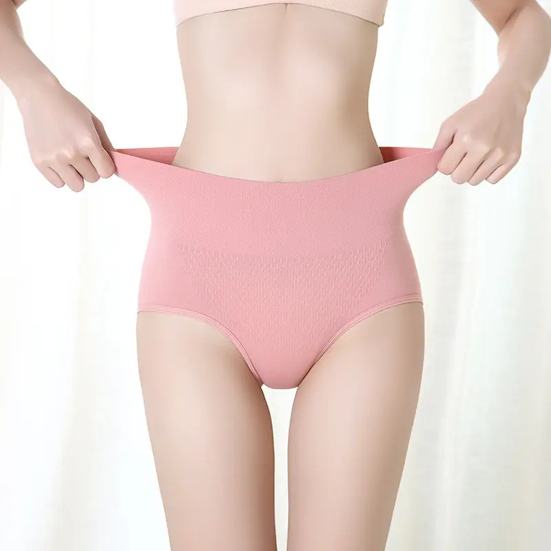 Women's High Waist Seamless 3D Honeycomb Underwear Panties Cotton Elastic Women Panties