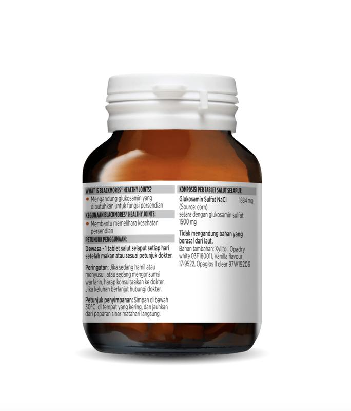 BLACKMORES Healthy Joints 30 Tablet / Glucosamine Sulfate 1500 mg - HALAL BPOM Kalbe / Suplemen Kesehatan Sendi dan Tulang Rawan / Vitamin Glukosamin Sulfat / BLACKMORES Joint Comfort / Nyeri, Rematik, Sakit Pinggang, Hipertensi, Asam Urat 1