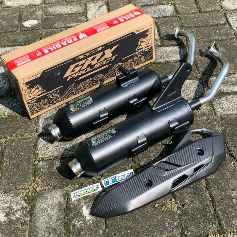 FULLSYSTEM Knalpot ORIGINAL GRX PROJECT PREMIUM Moncong Shijro Standar Racing Paket Lengkap PNP semua Motor Matic Motorcycle