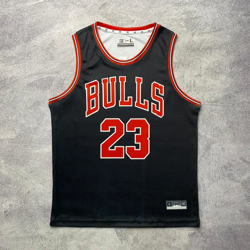 [ORIGINAL] Jersey Michael Jordan Chicago Blls #23 HITAM BLACK - Swingman Bola Basket Baju Kaos T-Shirt Tshirt Atasan Costum Kostum Custom 5