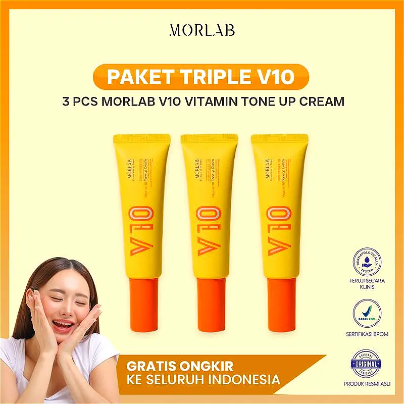 MORLAB - PAKET TRIPLE V10 VITAMIN TONE UP CREAM (BPOM)