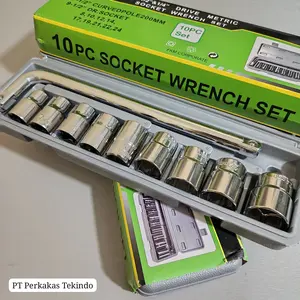 Kunci Shock Sock 10 Pcs Victory 8 - 24 Mm Drive Socket 1/2 Inch 6 Pt Ready Kuni Sok Tekiro Set Lengkap