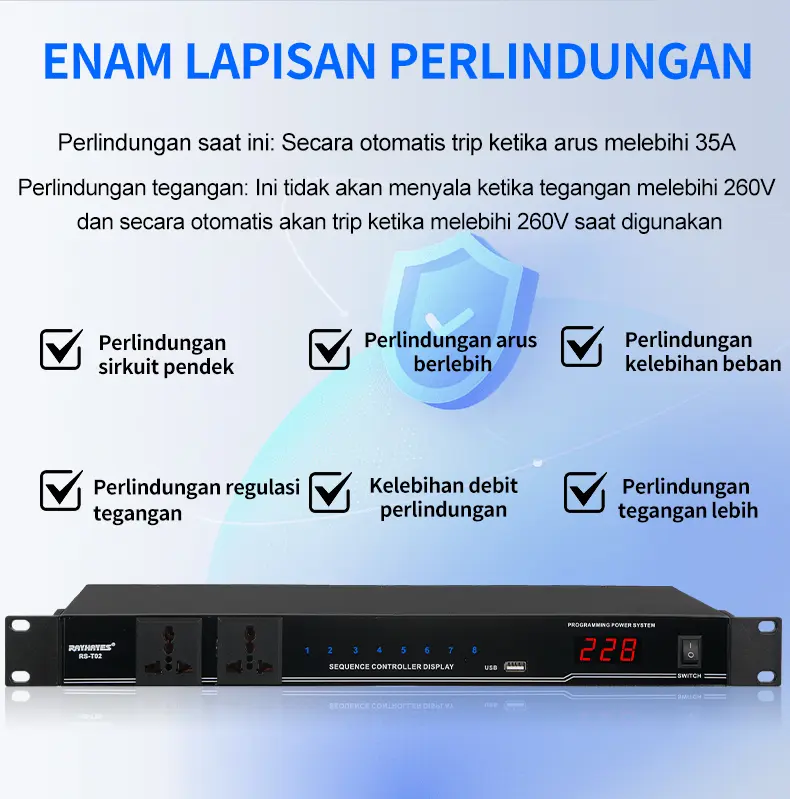 RAYHAYES Pengontrol Urutan Daya Power Sequence Controller Conditioner Power Supply Regulator 8/10 saluran 7