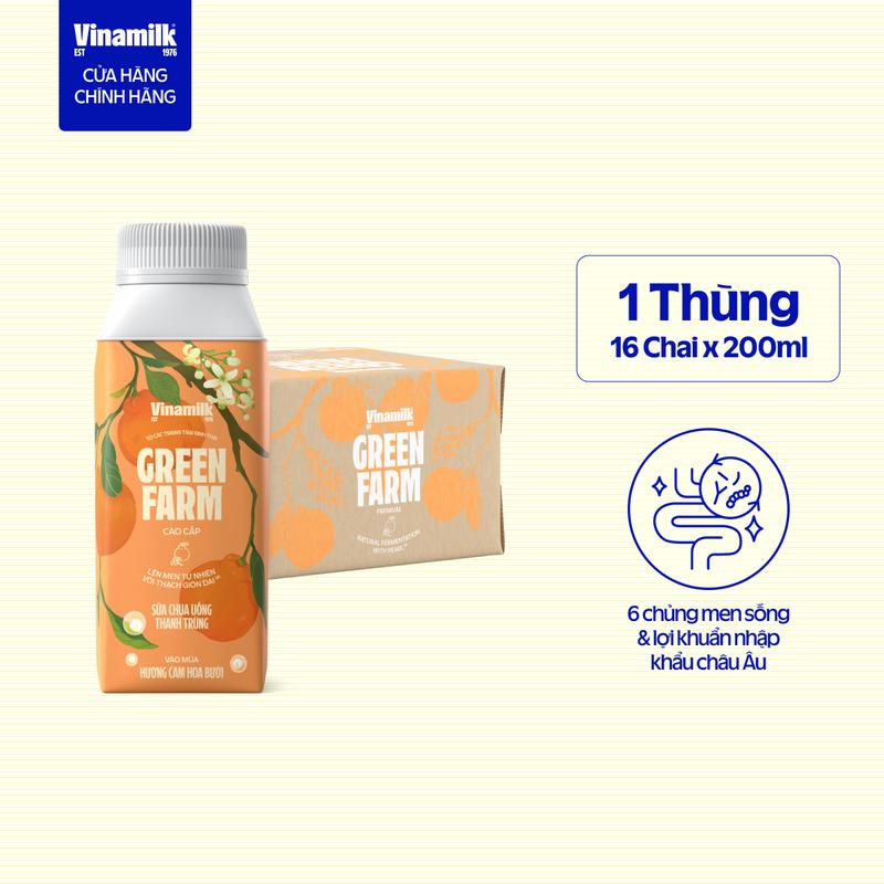   CHỌN PHÂN LOẠI   CHỈ GIAO THÀNH PHỐ LỚN BÁN KÍNH 10KM  Sữa chua uống thanh trùng Vinamilk Green Farm Cam Bưởi- chai 200ml 